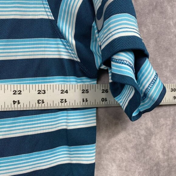 Nike Golf Standard Fit Polo Shirt XL Multi-Blue White Striped Golfer Performance - Picture 7 of 10